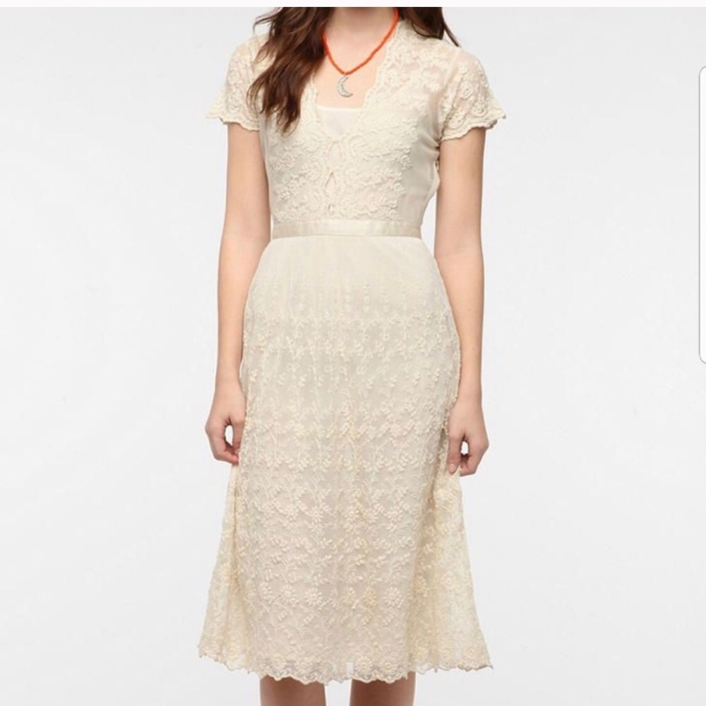 Urban Outfitters Thistlepearl Lace Cream Dress